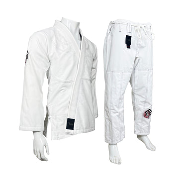 WHITE BRAZILIAN JUI JITSU GI MARTIAL ARTS AND KARATE UNIFORM WITH FREE BELT - 450GSM