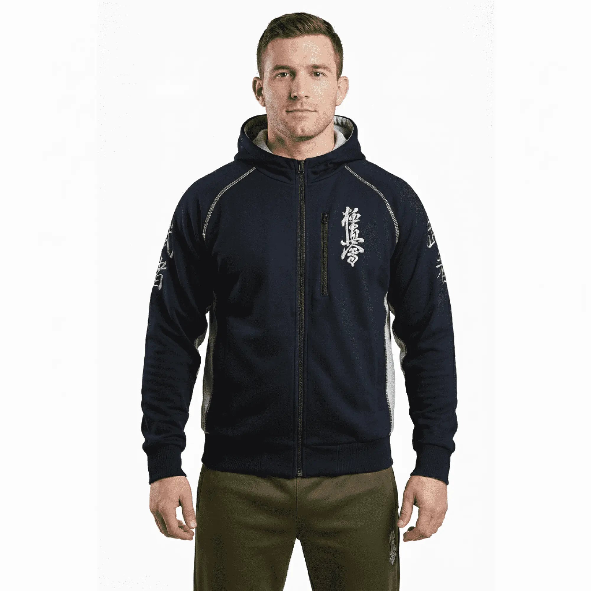 Full Zip Up Men Embroidered Kyokushin Karate Hoodies