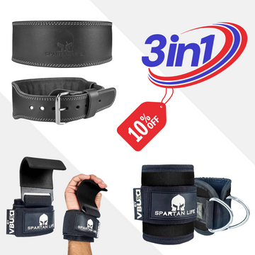 Black Weightlifting Bundle– Belt, Hooks & Ankle Straps