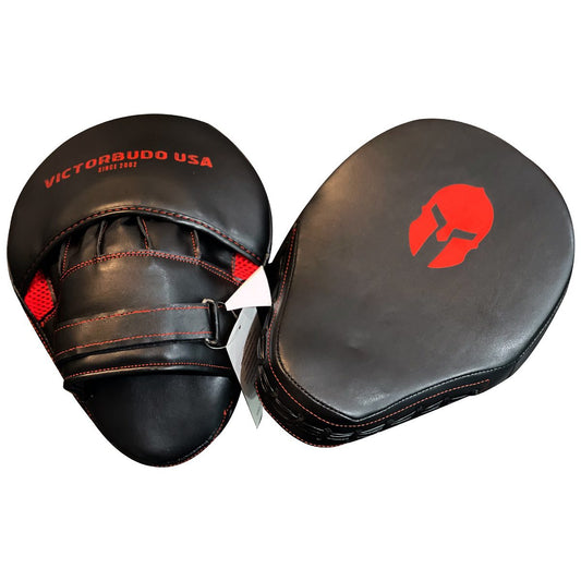 BOXING MITTS FOCUS PADS KICKING PUNCHING LEATHER BLACK