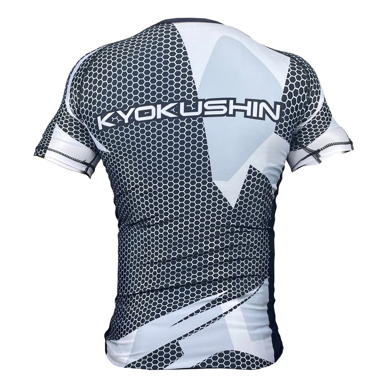 Get your custom grey rash guard with BJJ Warrior and Kyokushin logos