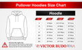 VICTORBUDO USA MEN WARRIOR GREY PULLOVER HOODIE WITH KYOKUSHIN KANJI EMBROIDERY SIZES SMALL - 2X - LARGE