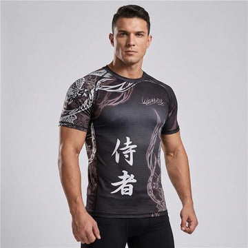 BJJ SAMURAI WARRIOR RASH GUARD ATHLETIC FIGHTER WEAR