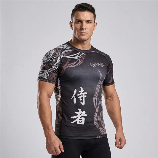 BJJ SAMURAI WARRIOR RASH GUARD ATHLETIC FIGHTER WEAR
