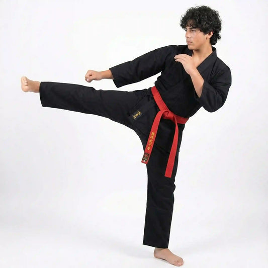 14-oz Black Plain Karate Uniform 100% Cotton Canvas