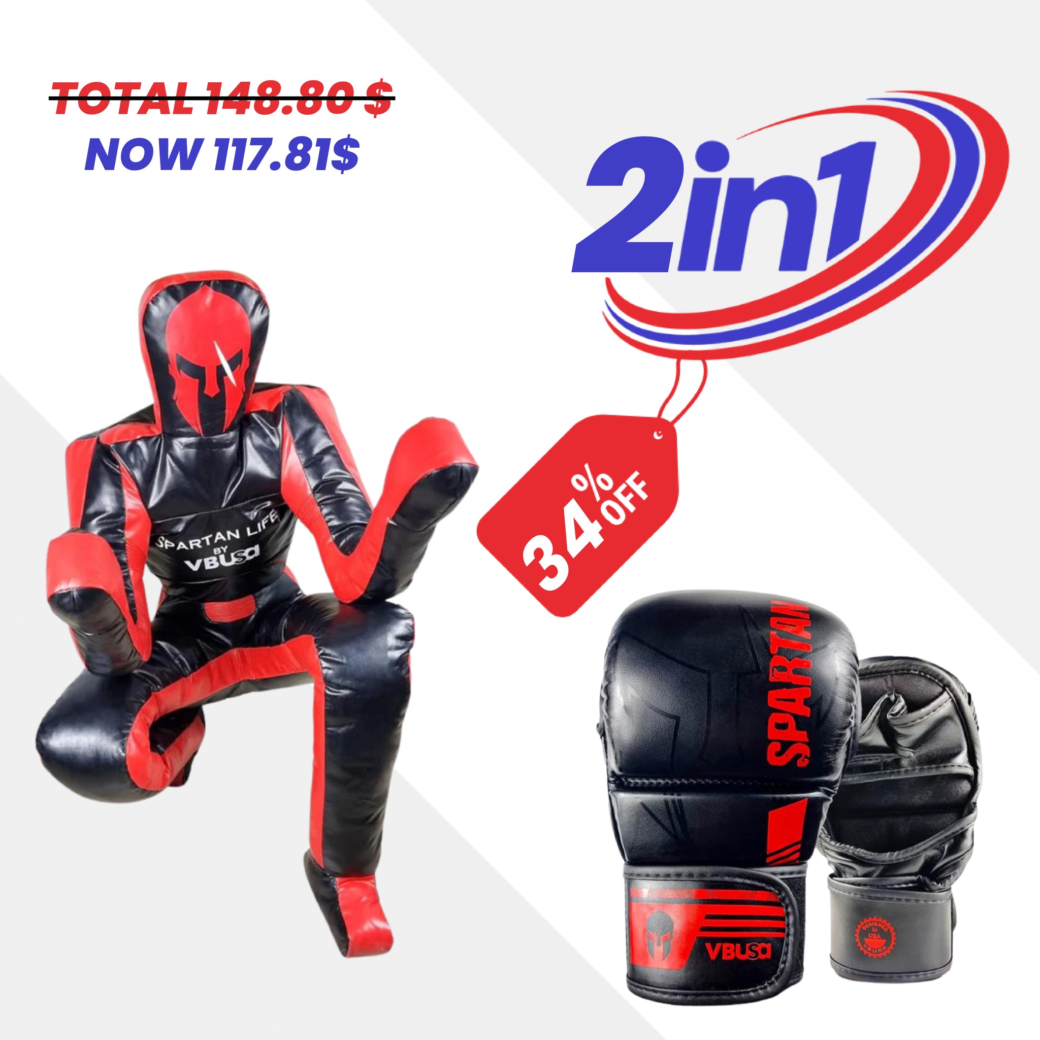 MMA Training Bundle (2-in-1 Kit) Grappling Dummy & MMA Gloves