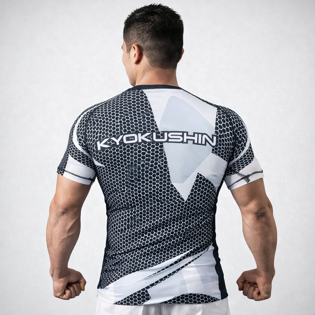 Best Custom Grey Rash Guards Bjj Warrior Kyokushin Logo