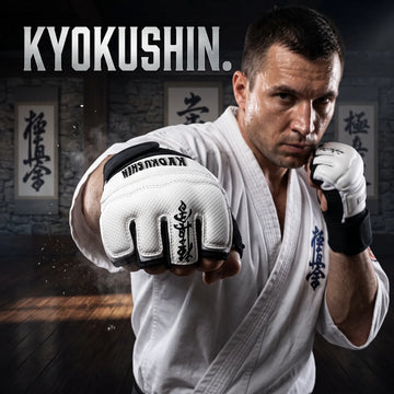 Kyokushin Karate Gloves for Training and Sparring – White & Black
