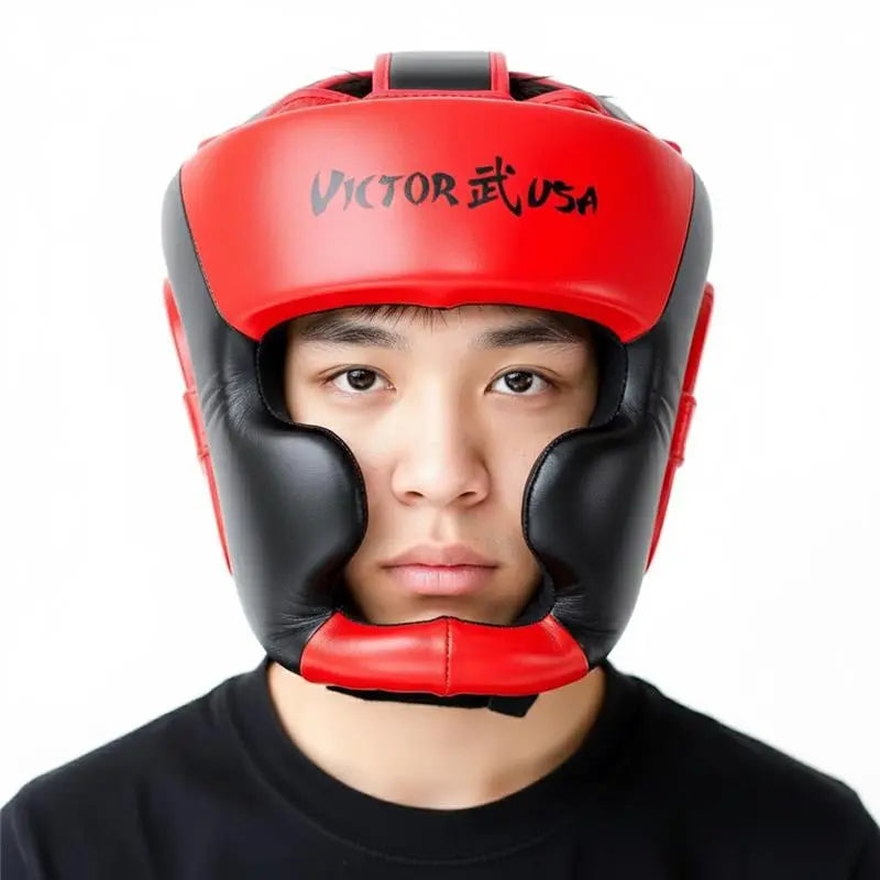 Leather Boxing Headgear Mma sparring Gear Kickboxing