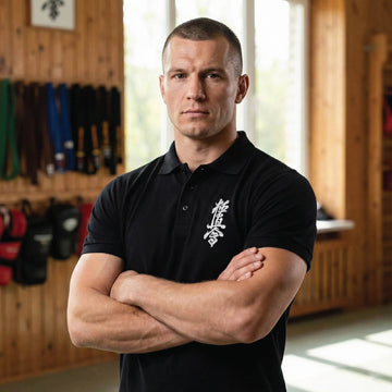 MEN’S BLACK KYOKUSHIN WARRIOR EMBROIDERED POLO SHIRT MARTIAL ARTS STYLE