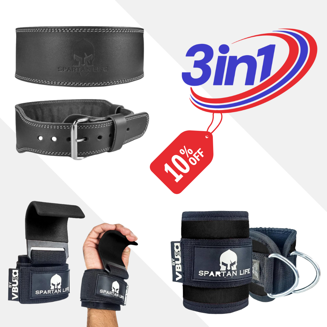 Black Weightlifting Bundle– Belt, Hooks & Ankle Straps