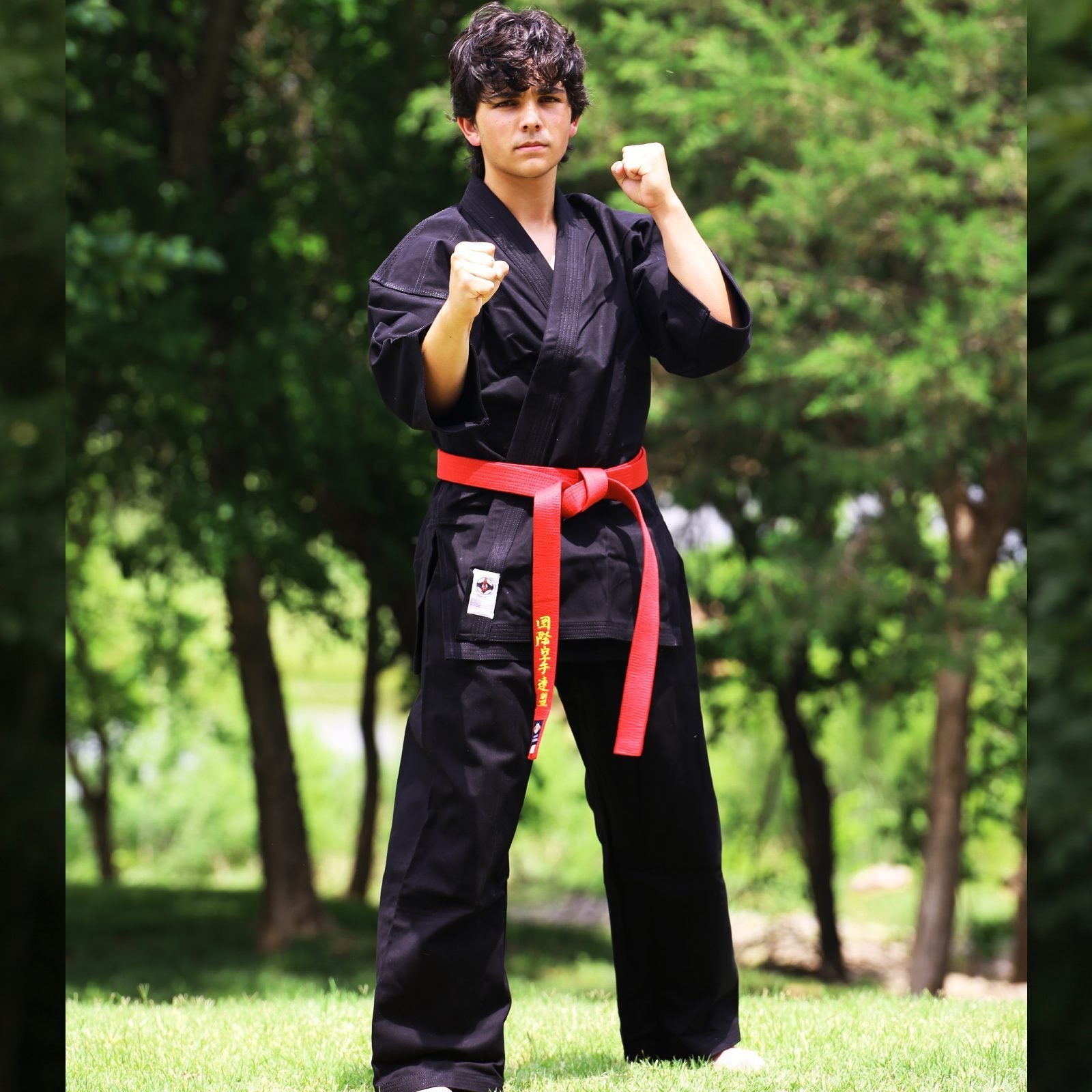 BLACK KARATE UNIFORM 100% COTTON CANVAS - 14 - OZ