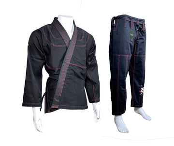 BRAZILIAN Black JUI JITSU bjj GI UNIFORM BLACK - 450GSM