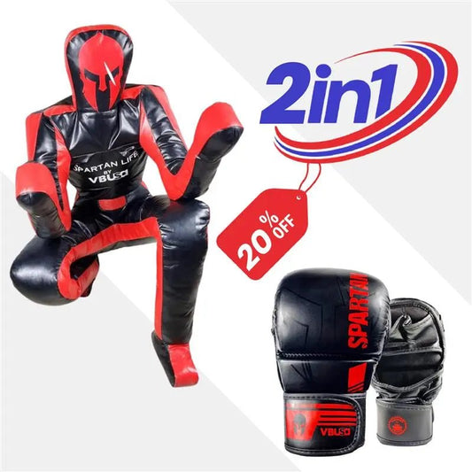 MMA Training Bundle (2 - in - 1 Kit) Grappling Dummy 180CM & MMA Gloves