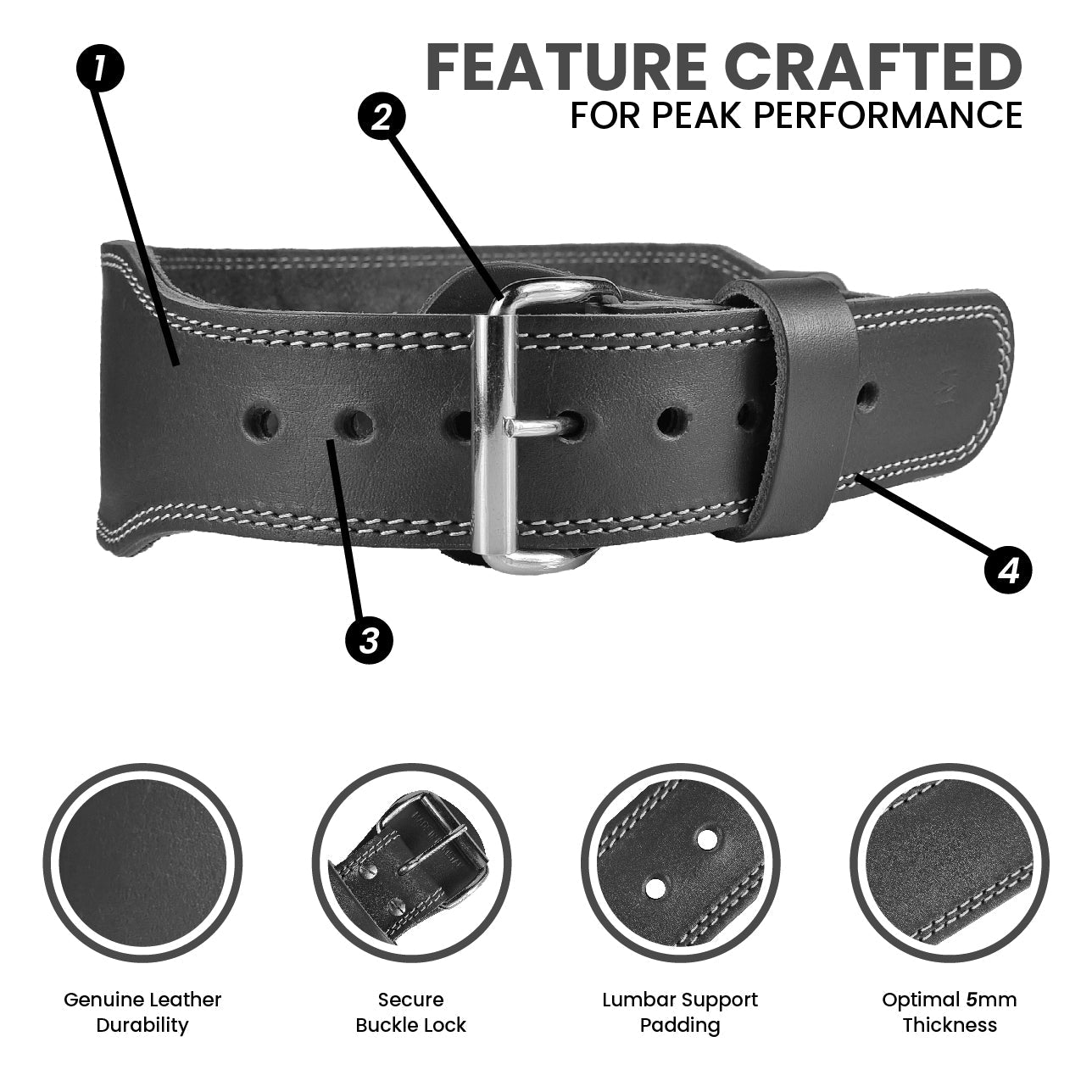 GENUINE LEATHER UNISEX SELF LOCKING BELT FOR FUNCTIONAL FITNESS