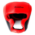 LEATHER BOXING HEADGEAR MMA SPARRING KICKBOXING RED - BLACK