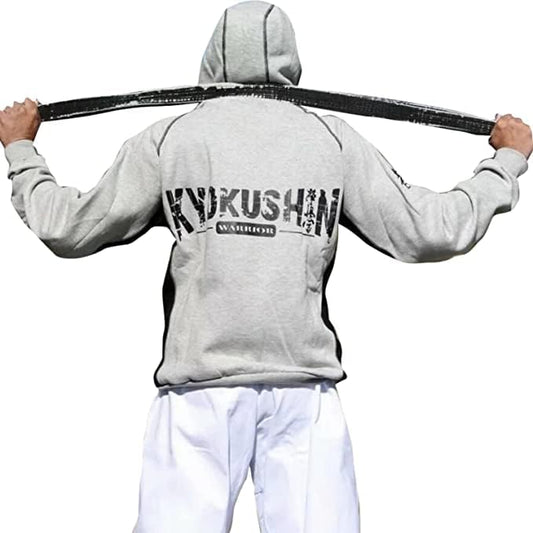 MEN EMBROIDERED KYOKUSHIN KANJI SPORTS ATHLETIC HOODIE FULL ZIPPER