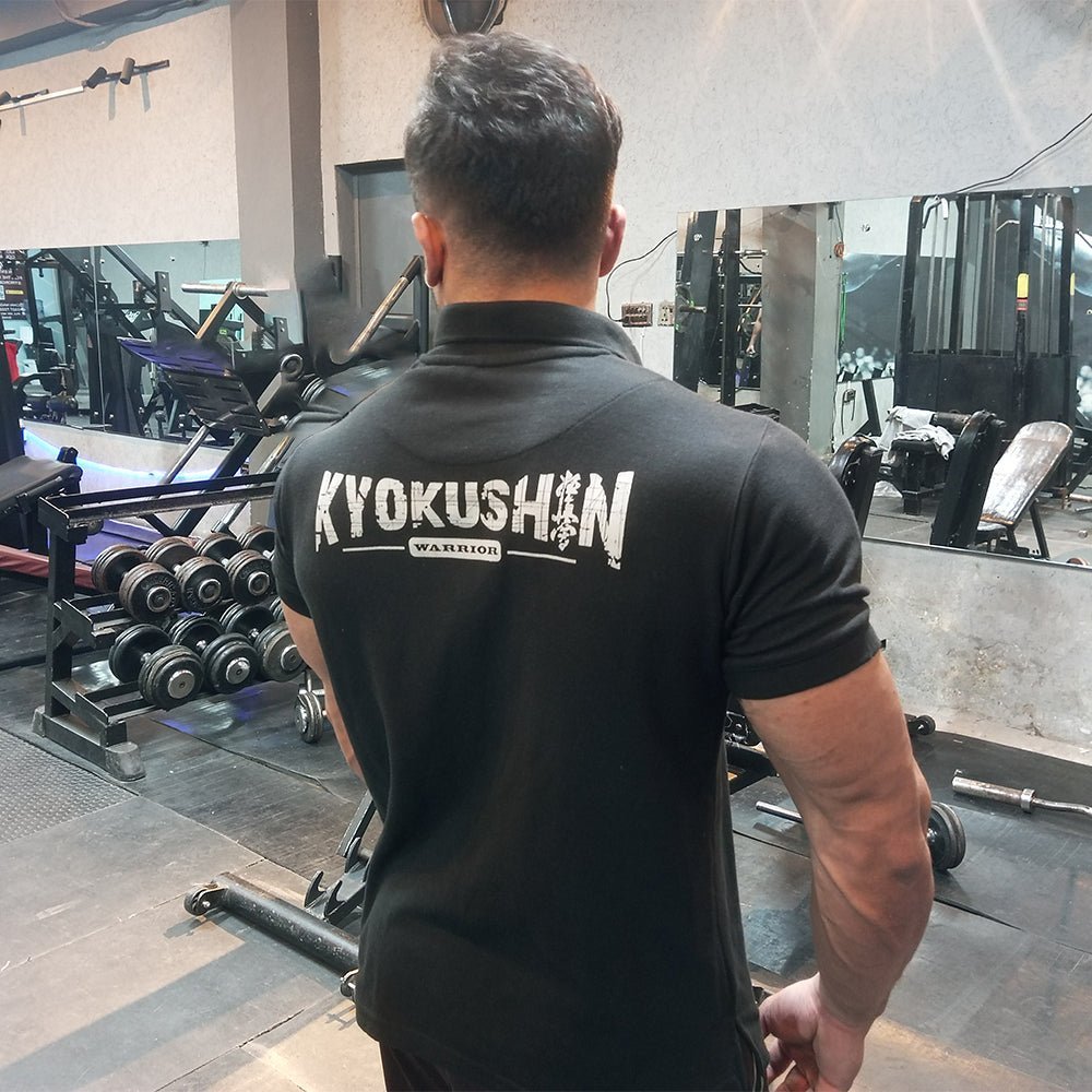 MEN POLO SHIRT EMBROIDERED KYOKUSHIN WARRIOR BLACK