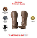  Victor budo USA MMA leg foot Muay Thai leather shin guards with instep pads