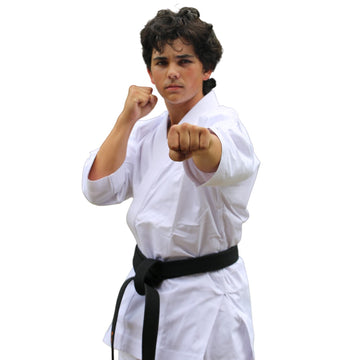 PLAIN WHITE KARATE UNIFORM POLY COTTON - 10 - OZ