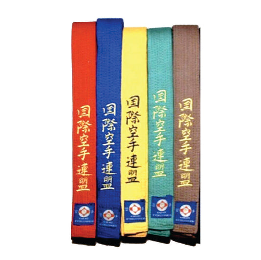 kyokushin-embroidered-belts-blue-red-yellow-green-brown